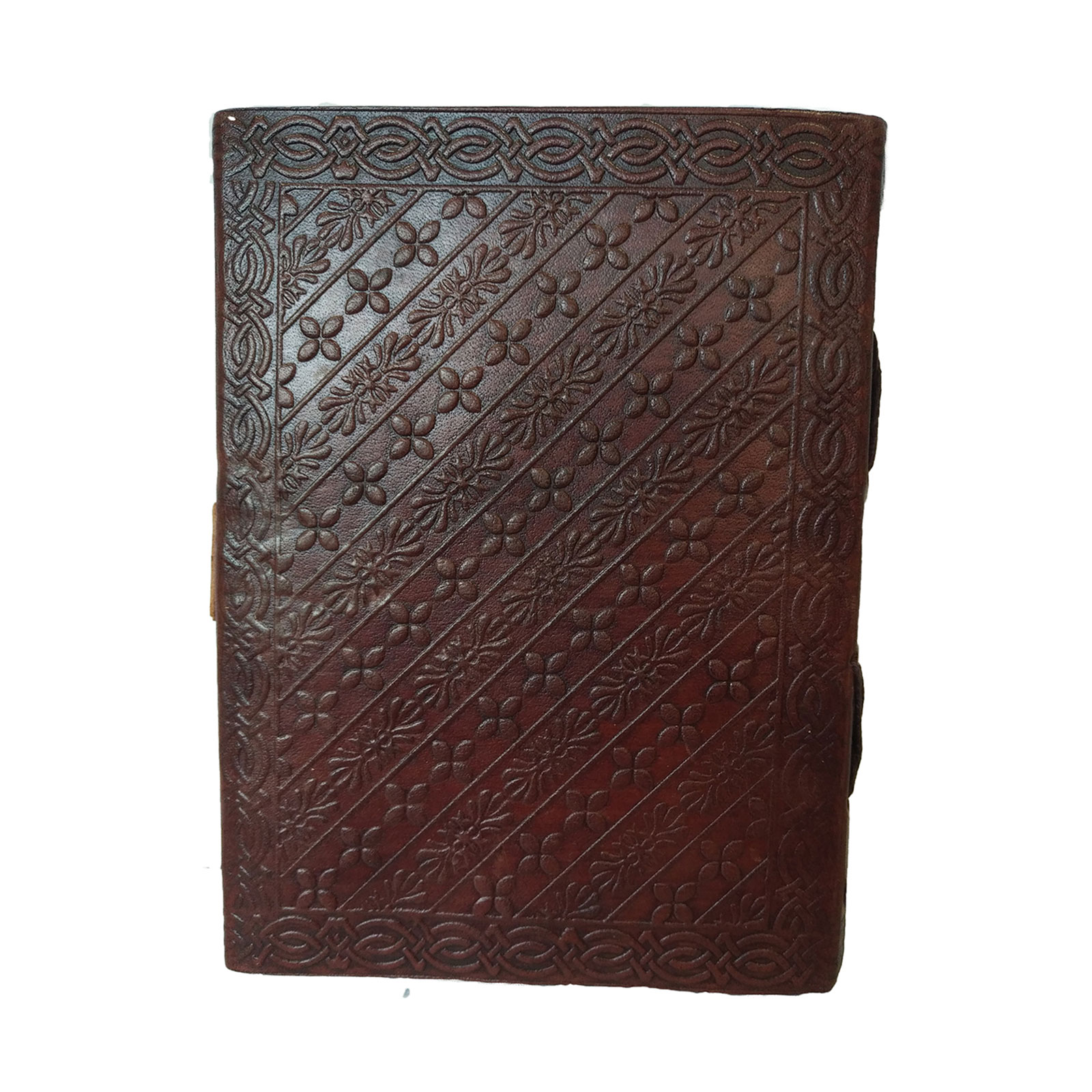 Embossed Personal Brown Diary Genuine Leather Schedule Planner Notebook 